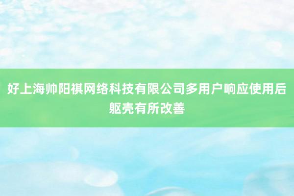 好上海帅阳祺网络科技有限公司多用户响应使用后躯壳有所改善